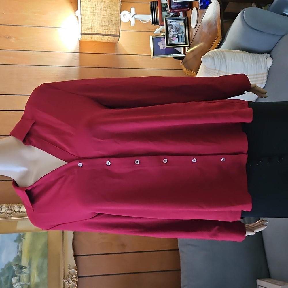🆕 41 HAWTHORN Debralee Burgundy Button Down Blouse
